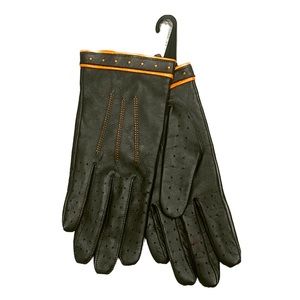 Amicale Brown & Pumpkin Leather Gloves size S